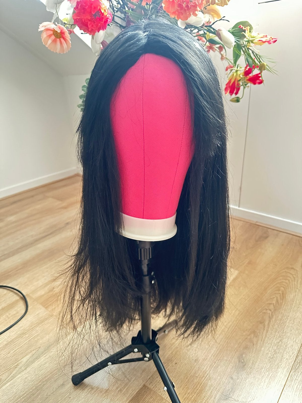 Synthetische mix echt haar pruik 70 cm, Ophalen of Verzenden, Zo goed als nieuw, Pruik of Haarverlenging