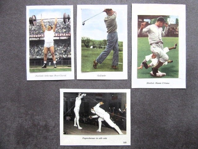 Vintage verzamelplaatjes sport van Blue Band 1954, Ophalen of Verzenden, Gebruikt, Overige typen