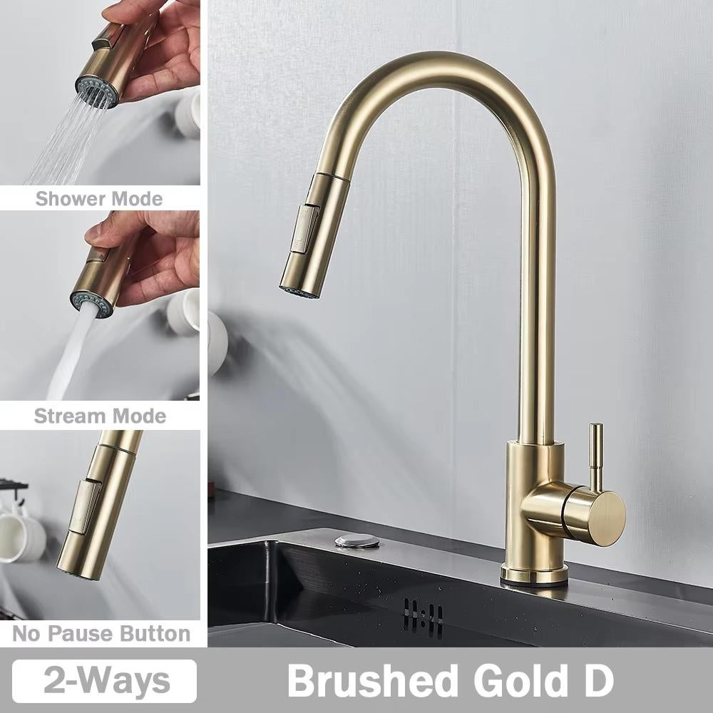 Keukenkraan GOUD Spoelkraan Uittrekbaar moderne Mengkraan, Doe-het-zelf en Verbouw, Sanitair, Ophalen of Verzenden, Nieuw, Rvs