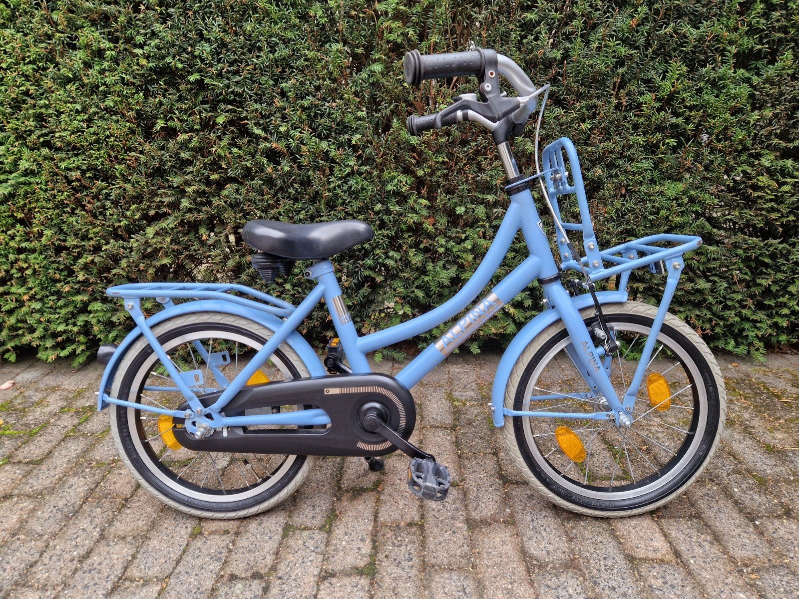 Zeer mooie en jonge Alpina Cargo 16 inch meisjesfiets blauw, Ophalen, Terugtraprem, 16 tot 20 inch, Zo goed als nieuw