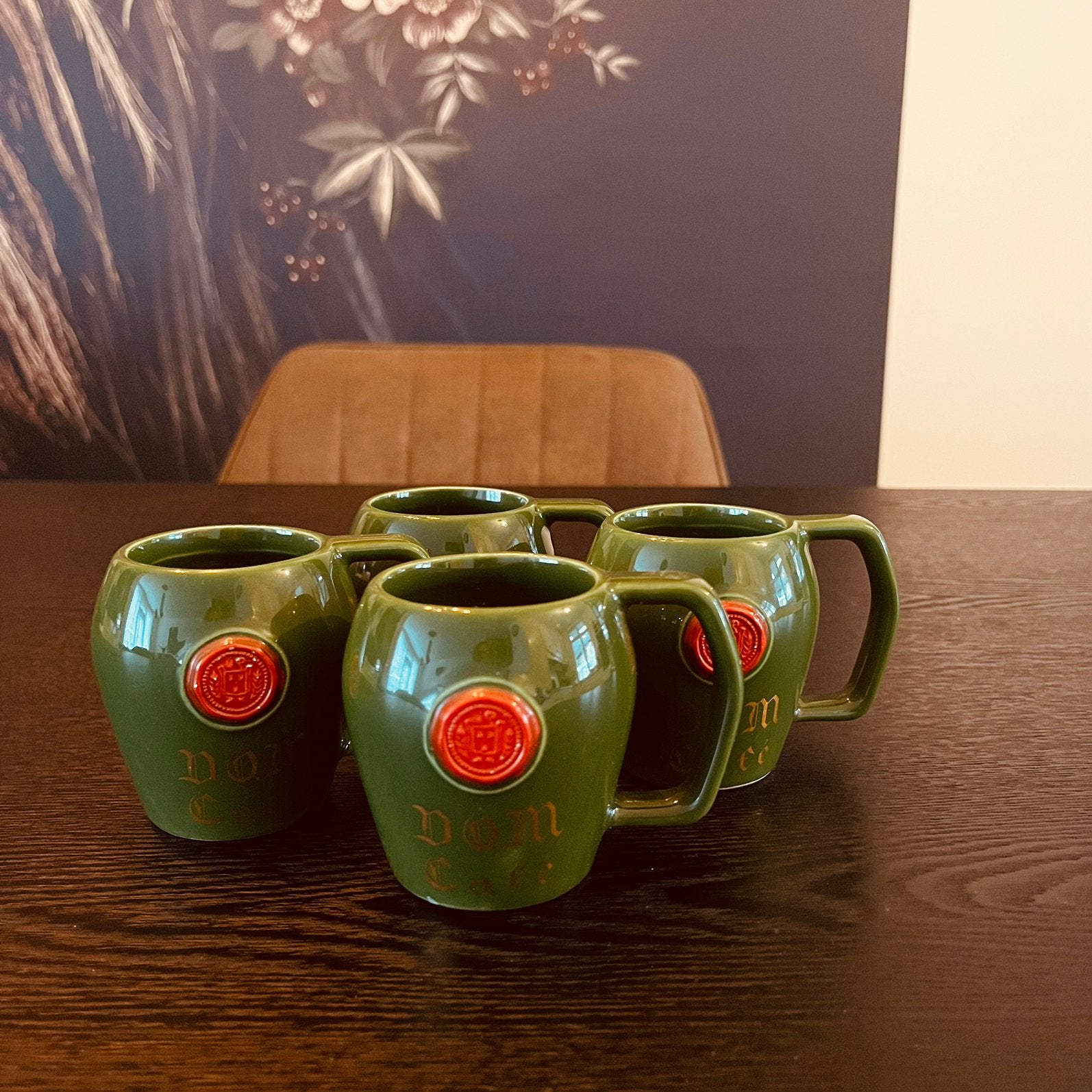 Vier vintage Franse koffiemokkenD.O.M. Café Bénédictine, Ophalen of Verzenden