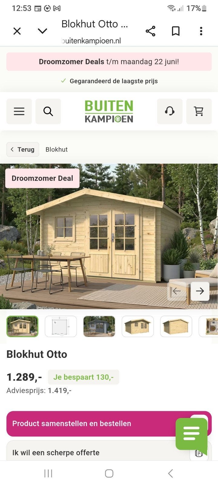 Te koop nieuwe blokhut Otto., Tuin en Terras, Tuinhuizen, Ophalen, Nieuw, Blokhut