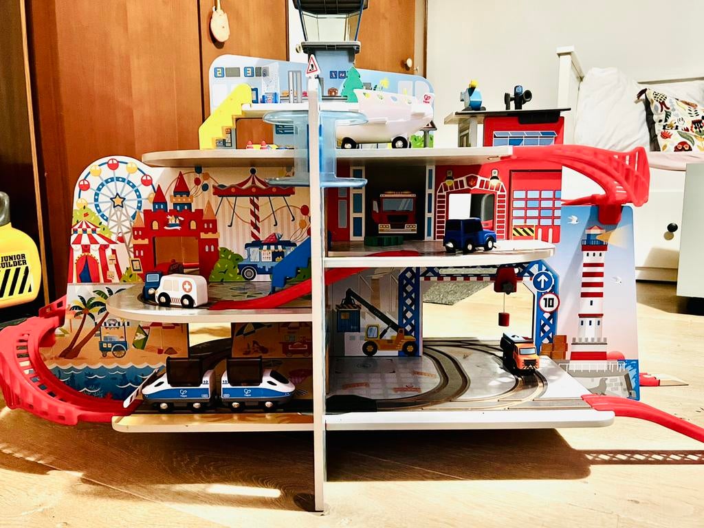 Hape Megastad Spoorwegset - Grote Houten Speelset, Ophalen, Gebruikt, Jongen of Meisje
