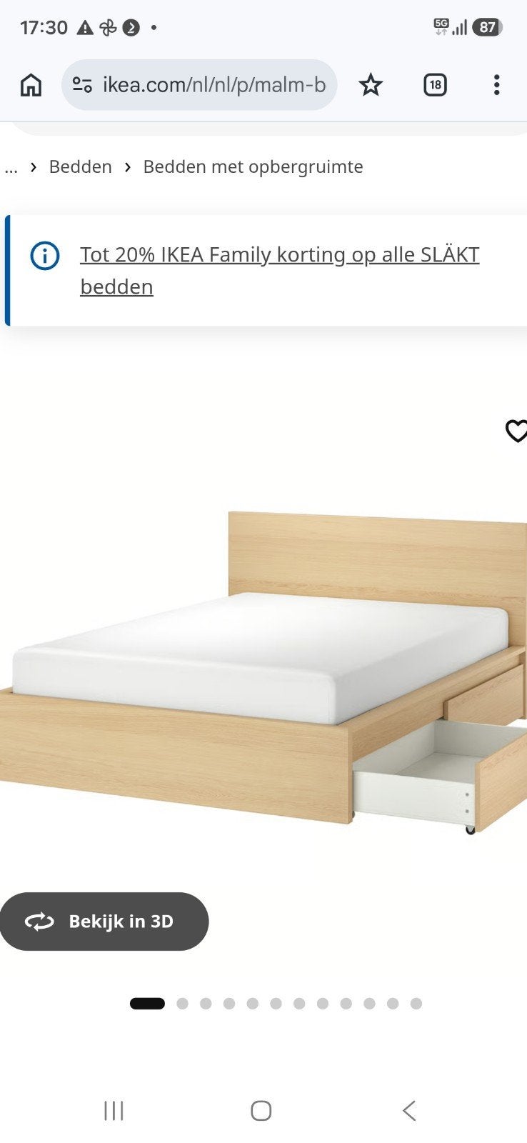 mooi ikea malm bed 140x200 met lattenbodems, Huis en Inrichting, Slaapkamer | Bedden, Ophalen, Wit, Tweepersoons, 140 cm
