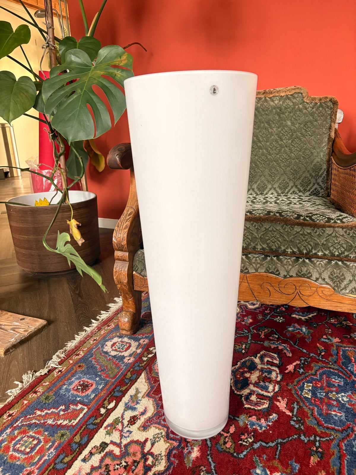 Grote melkwitte vaas -, Ophalen, Gebruikt, Wit, Glas