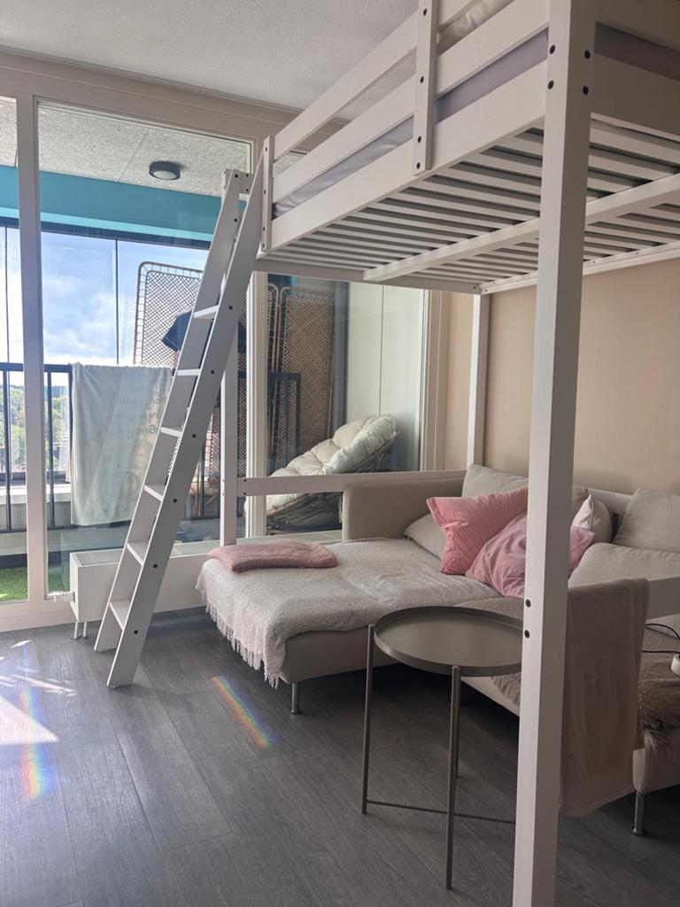 Hoogslaper 1.40/2.00 wit ZGAN bieden vanaf €180,00, Huis en Inrichting, Slaapkamer | Stapelbedden en Hoogslapers, Zo goed als nieuw