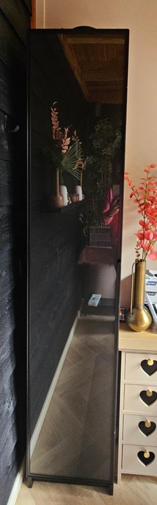 Zwarte smalle hoge IKEA kast met glazen deur, Ophalen, Minder dan 50 cm, Met deur(en), Zo goed als nieuw