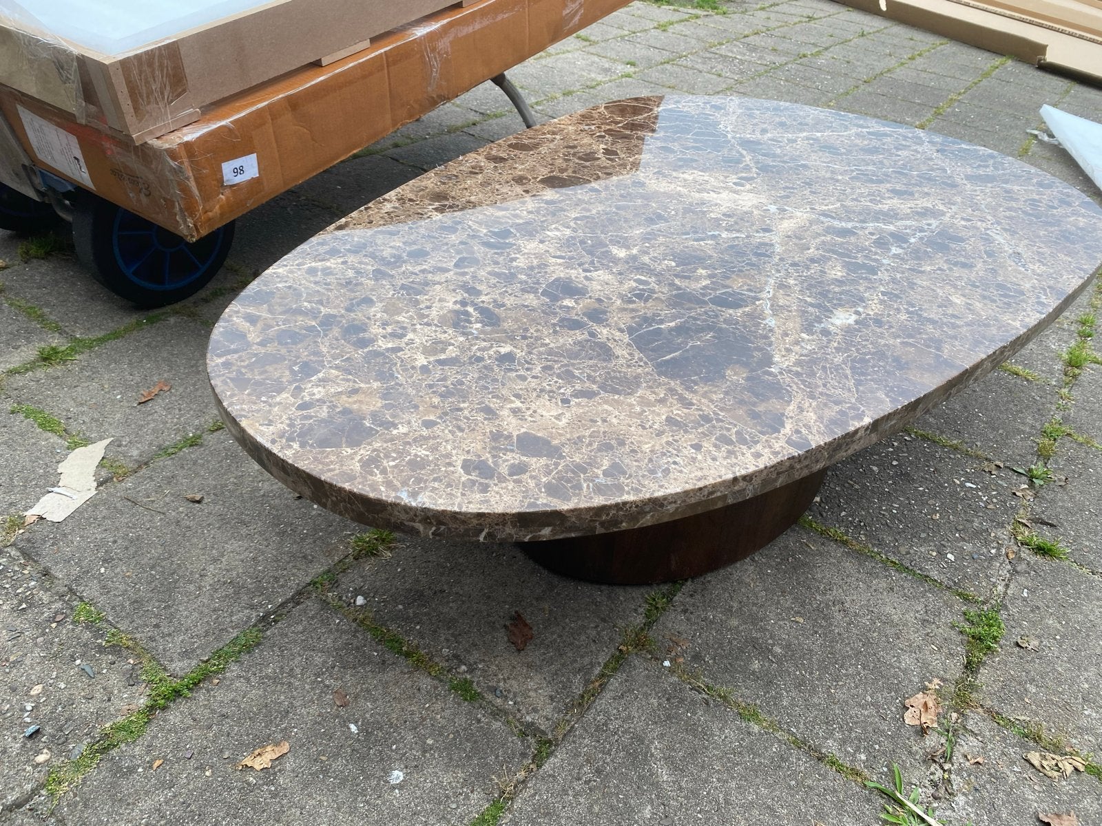 Bradley Salontafel organische vorm 120x75 Bruin Echt Marmer, Huis en Inrichting, Tafels | Salontafels, Ophalen, Overige materialen