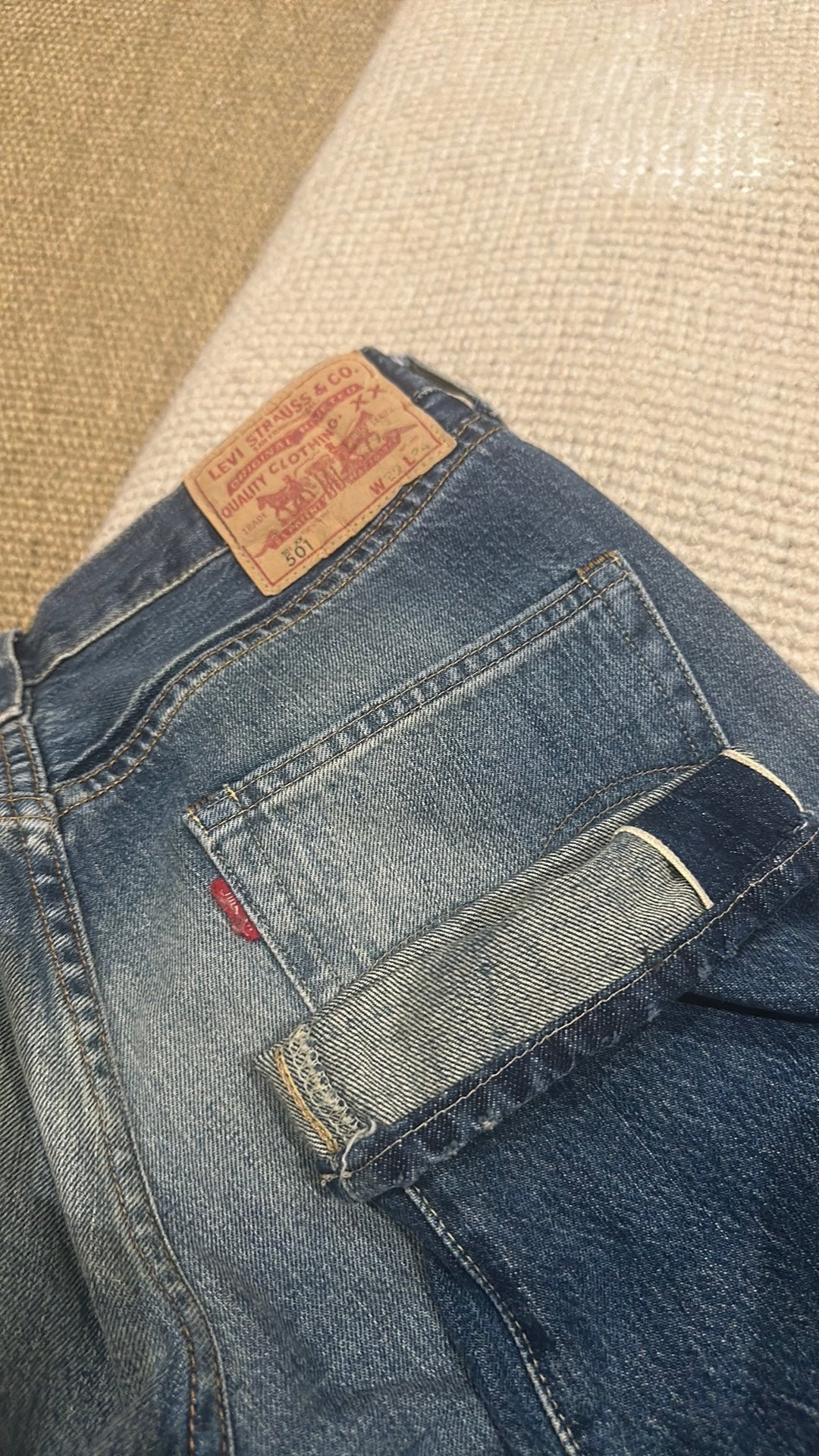 Levis lvc selvedge, Kleding | Heren, Ophalen of Verzenden, Gedragen, Blauw, W32 (confectie 46) of kleiner
