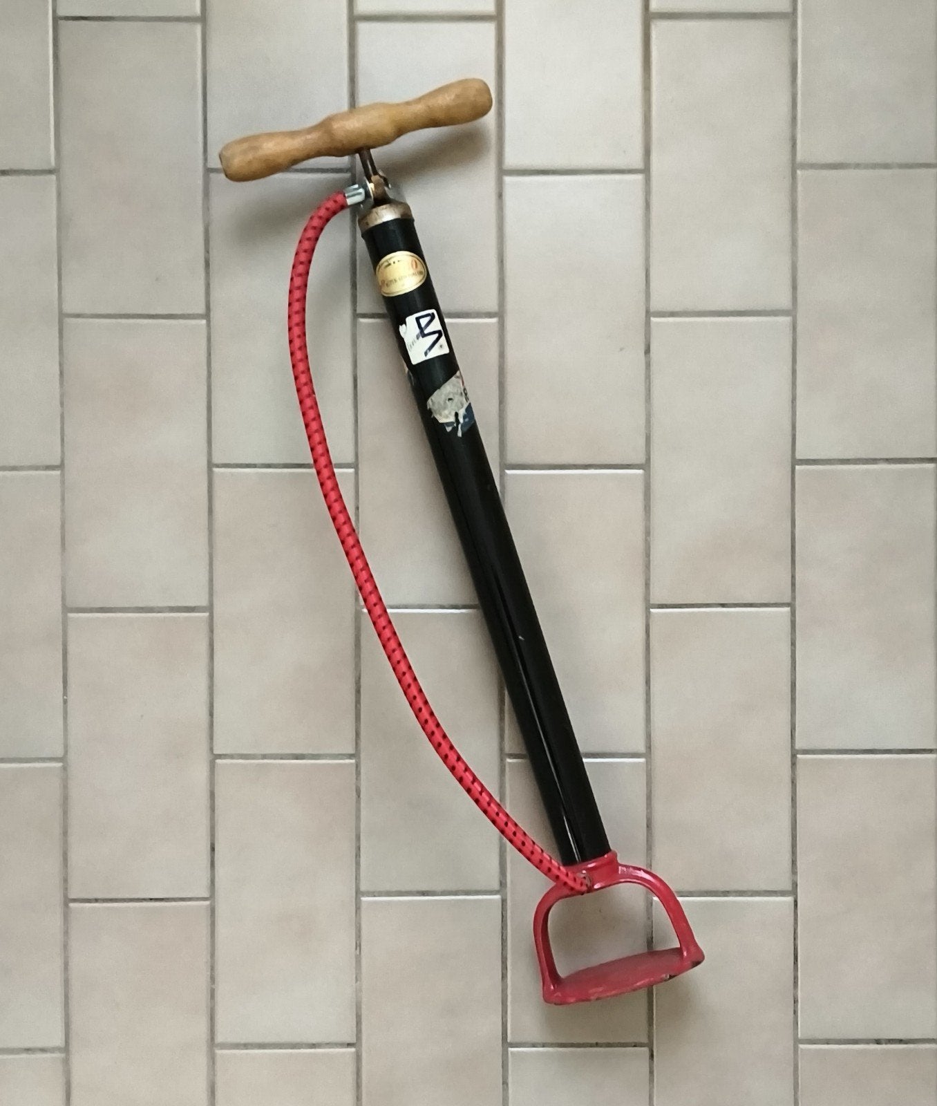 Vintage fietspomp met lederen zuiger, Fabrikaat Jumbo, Ophalen of Verzenden, Gebruikt