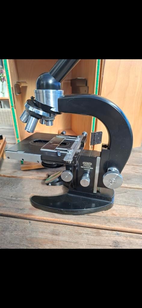 Meopta ! Vintage Biologische Microscoop met Houten Kist, Audio, Tv en Foto, Optische apparatuur | Microscopen, Ophalen of Verzenden