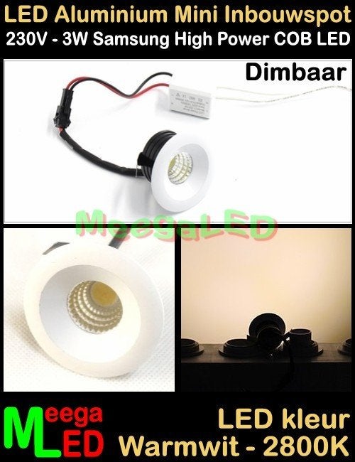 LED Tiny House mini inbouwspot spot COB 230V 3watt WW M18D, Huis en Inrichting, Lampen | Spots, Overige materialen, Inclusief lichtbron