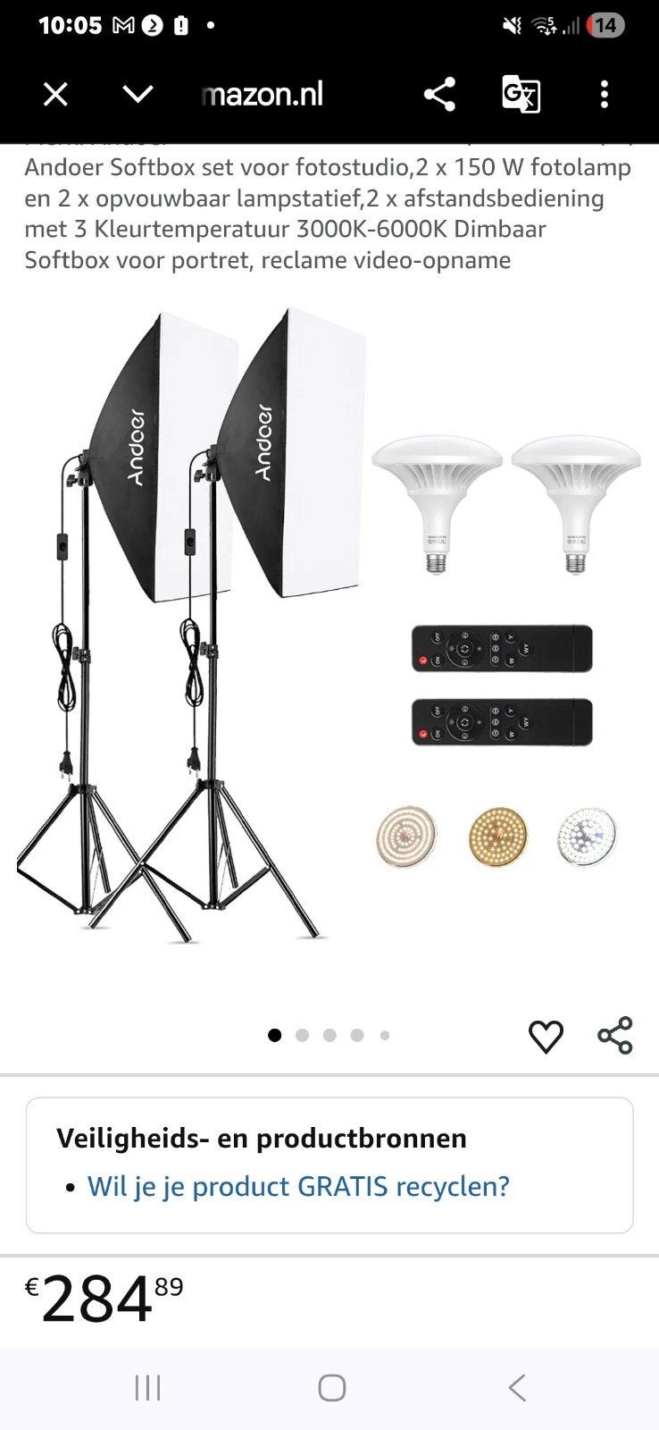 Andoer Softbox met Statief - Ideaal voor Fotografie 4 stukke, Lamp of Flitsset, Gebruikt, Ophalen of Verzenden, Verstelbaar