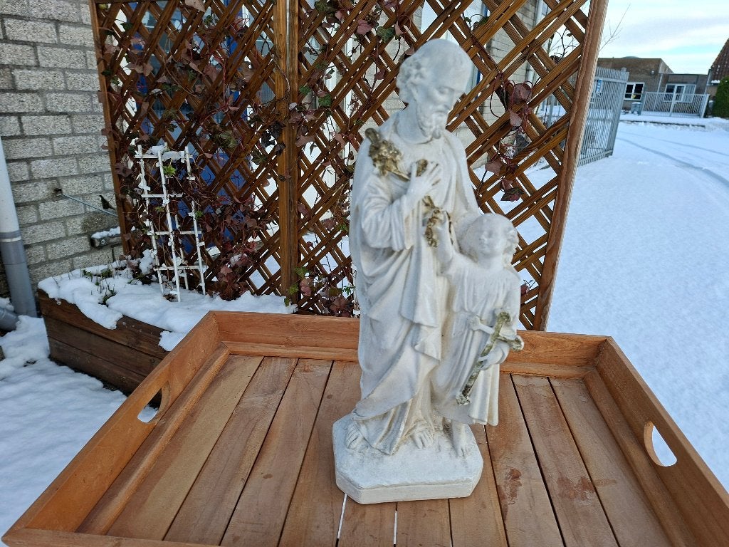 antiek heiligen beeld Jozef met jezus, Antiek en Kunst, Antiek | Religie, Ophalen of Verzenden