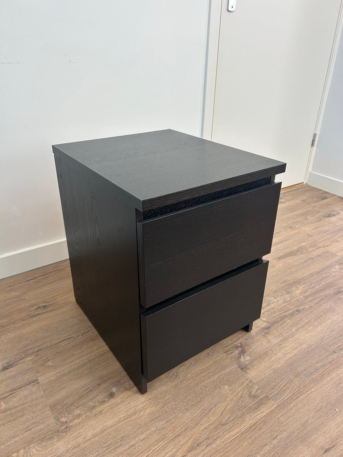 IKEA Nachtkastje met 2 lades - Zwart, Ophalen, Minder dan 45 cm, 55 tot 70 cm, Zo goed als nieuw