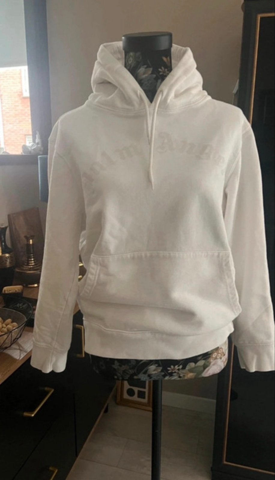Palm Angels Witte Unisex Hoodie - Klein Gaatje, Kleding | Dames, Verzenden, Gedragen, Maat 38/40 (M), Wit