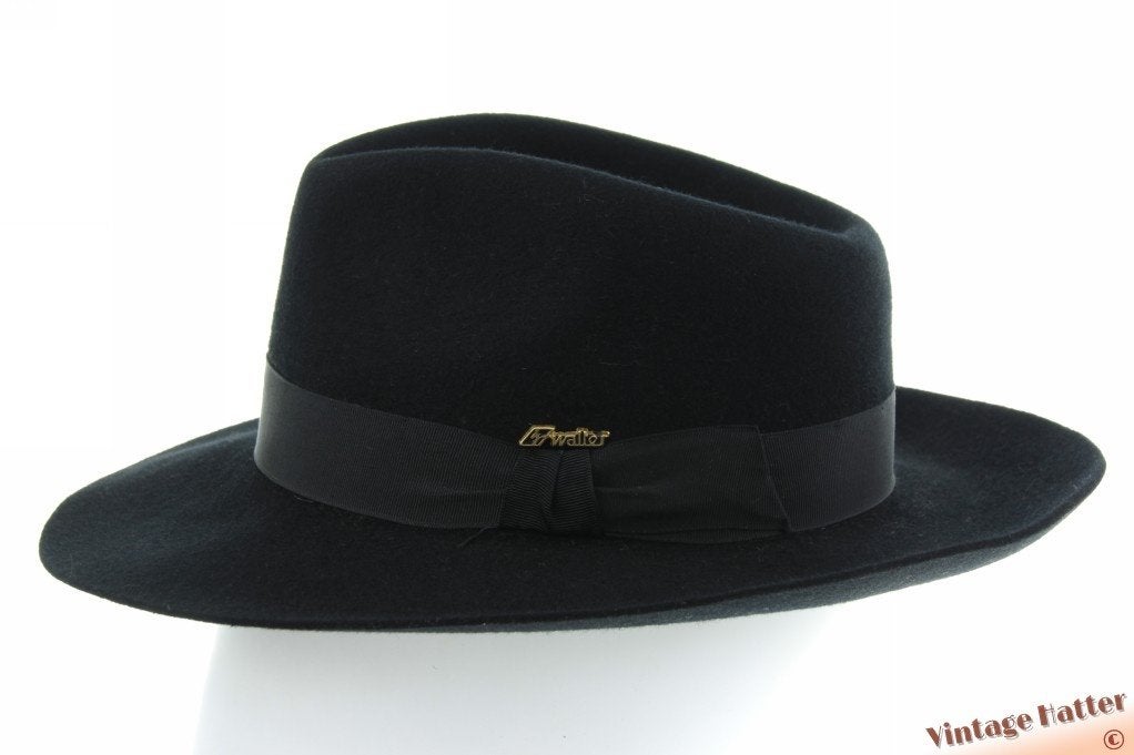 Vintage Bogart hoed Walter zwart zuiver wol 55,5 - 56, Hoed, Ophalen of Verzenden, Walter, 57 cm (M, 7⅛ inch) of minder