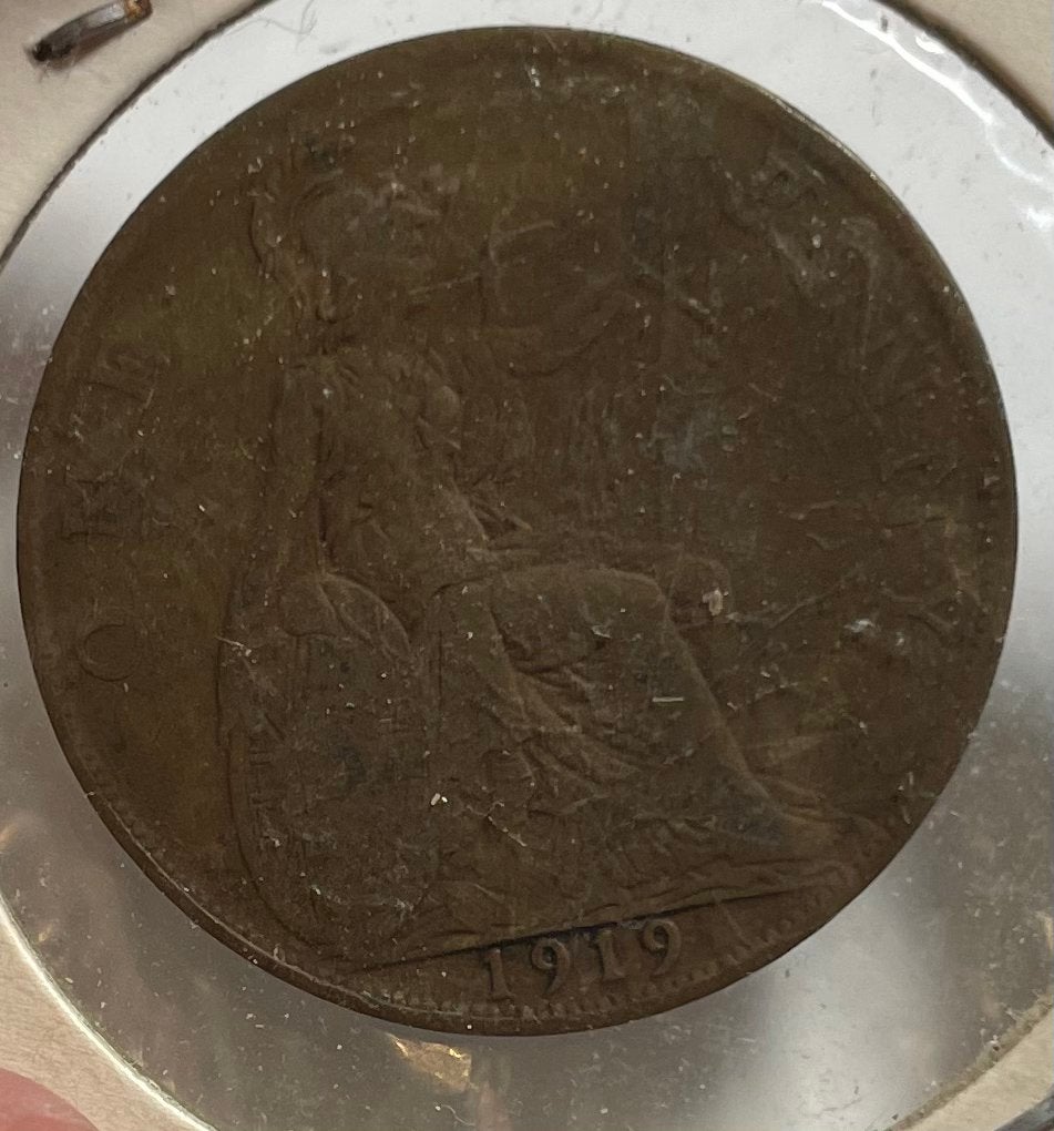 1 penny Engeland 1919, Postzegels en Munten, Ophalen of Verzenden, Overige landen