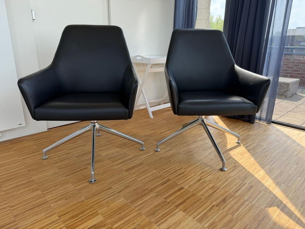 Arco Sketch Office Middle - set van 2 stuks, Huis en Inrichting, Stoelen, Ophalen, Twee, Zwart, Leer