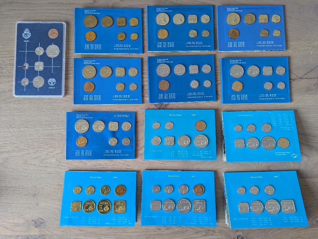Fleur de Coin jaarsets Arubaanse Florin 1986 t/m 2000, Postzegels en Munten, Munten en Bankbiljetten | Verzamelingen, Ophalen