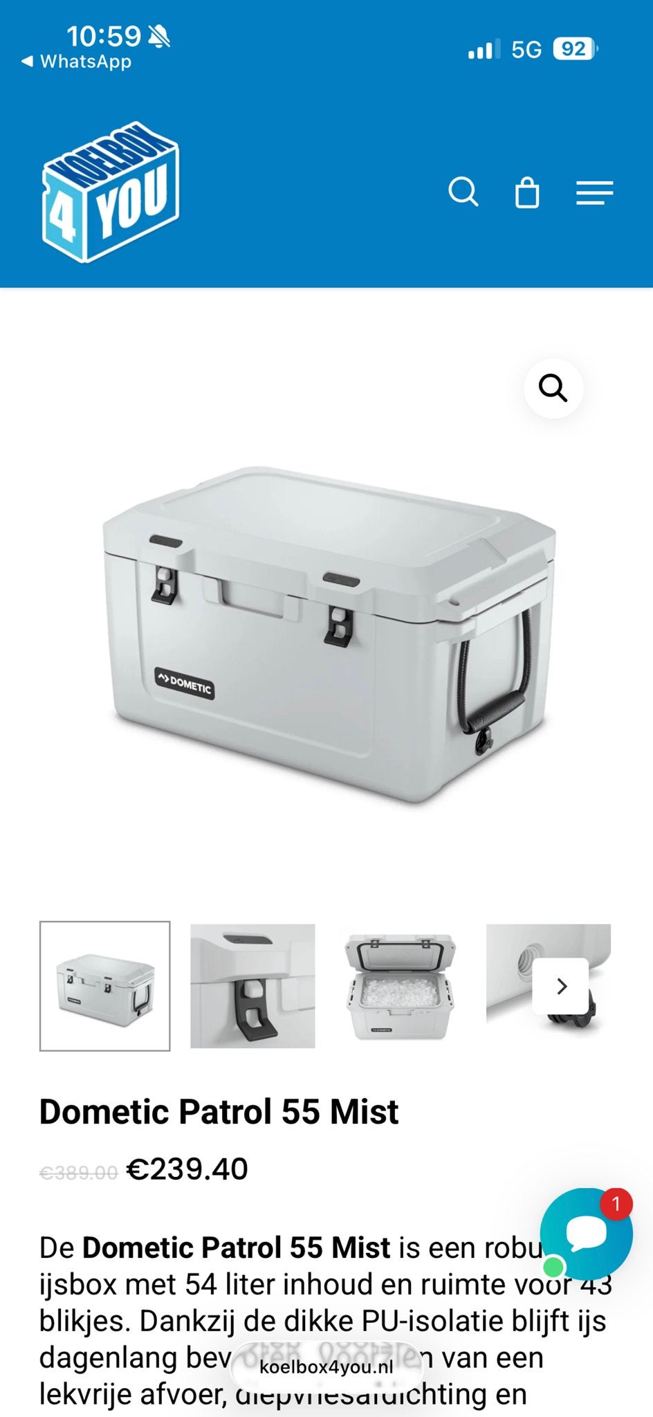 Dometic Patrol 55 Mist Robuuste IJsbox - 54L, Ophalen of Verzenden, Nieuw, Koelbox, Koelelement