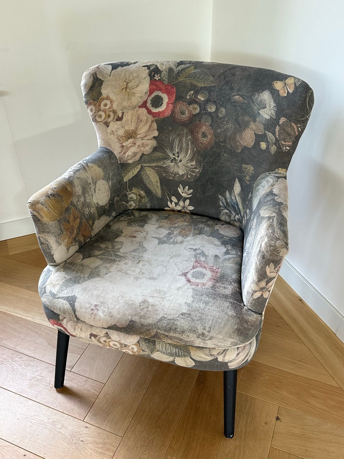 Bloemenprint Fauteuil - Comfortabele en Stijlvolle Stoel, Ophalen, Gebruikt, 75 tot 100 cm, Stof