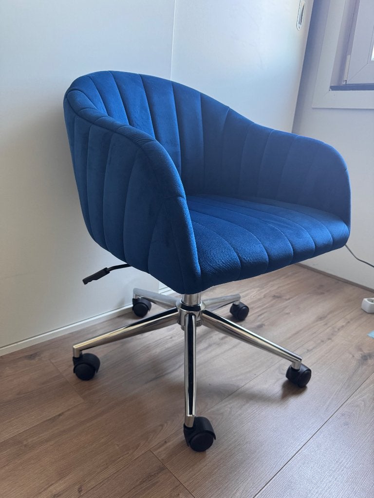 Fluweel stoel met vielen, Ophalen, Overige materialen, Blauw, Zo goed als nieuw