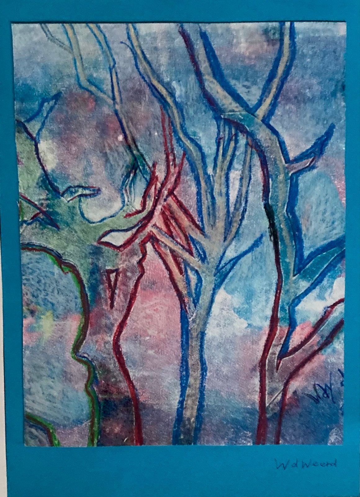 Natuurabstractie. Gemengde technieken op papier. 25x35 cm, Antiek en Kunst, Ophalen of Verzenden