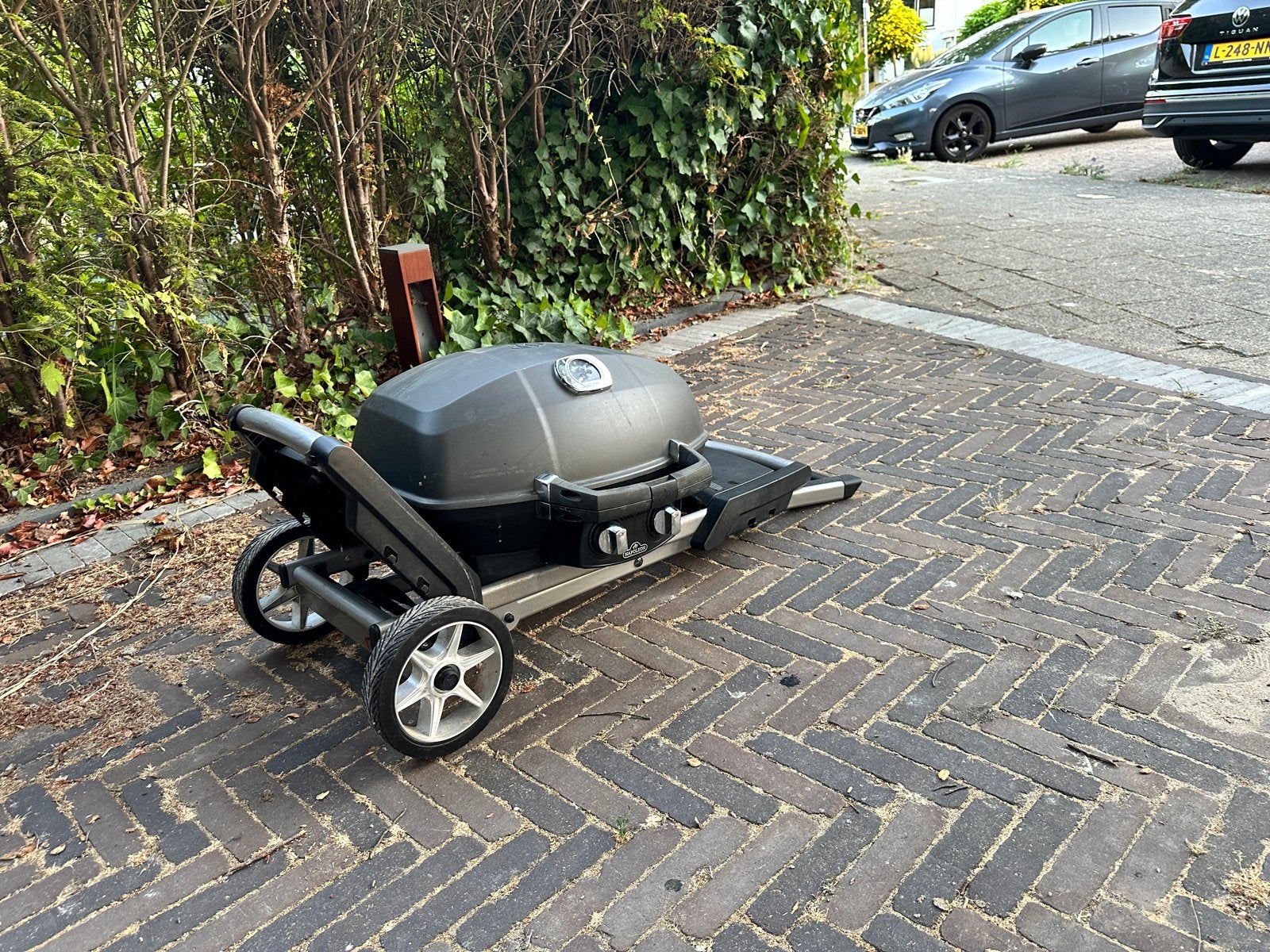 Napoleon TravelQ PRO285X BBQ + draaispit + pizzaoven + hoes, Ophalen, Gebruikt