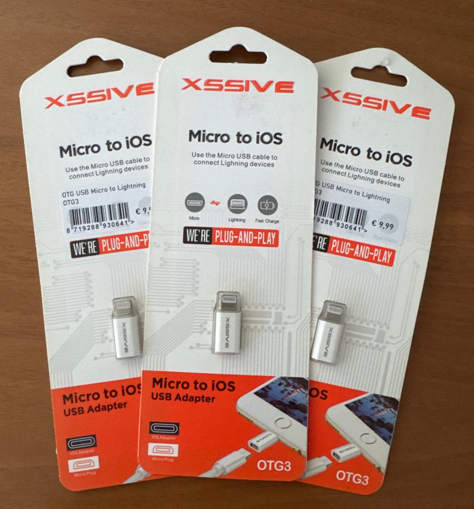 XSSIVE Micro naar iOS USB Adapter OTG3 - Lightning Converter, Ophalen, Nieuw, Snoer of kabel