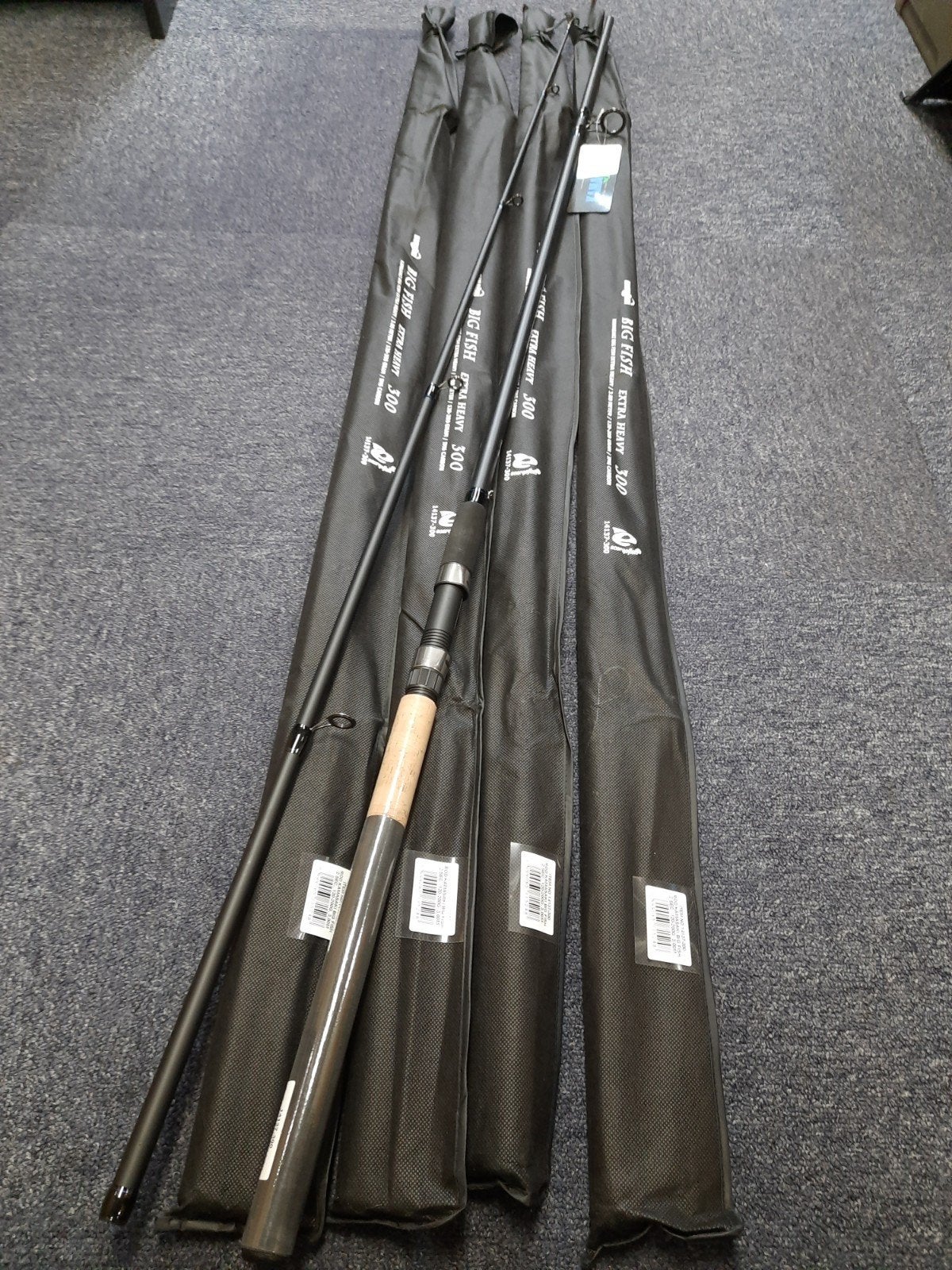partij van 5 meerval / bigfish hengels 3.00m 200gram