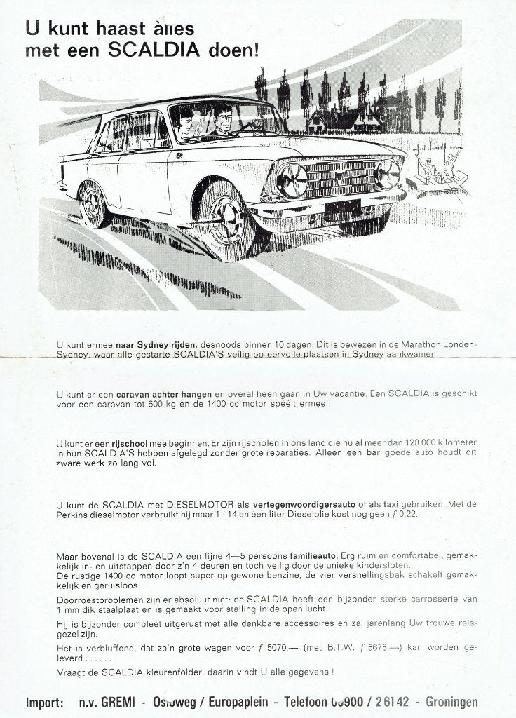 Folder Scaldia (Moskvitch 408 - ca.1969), Verzenden, Gelezen, Overige merken