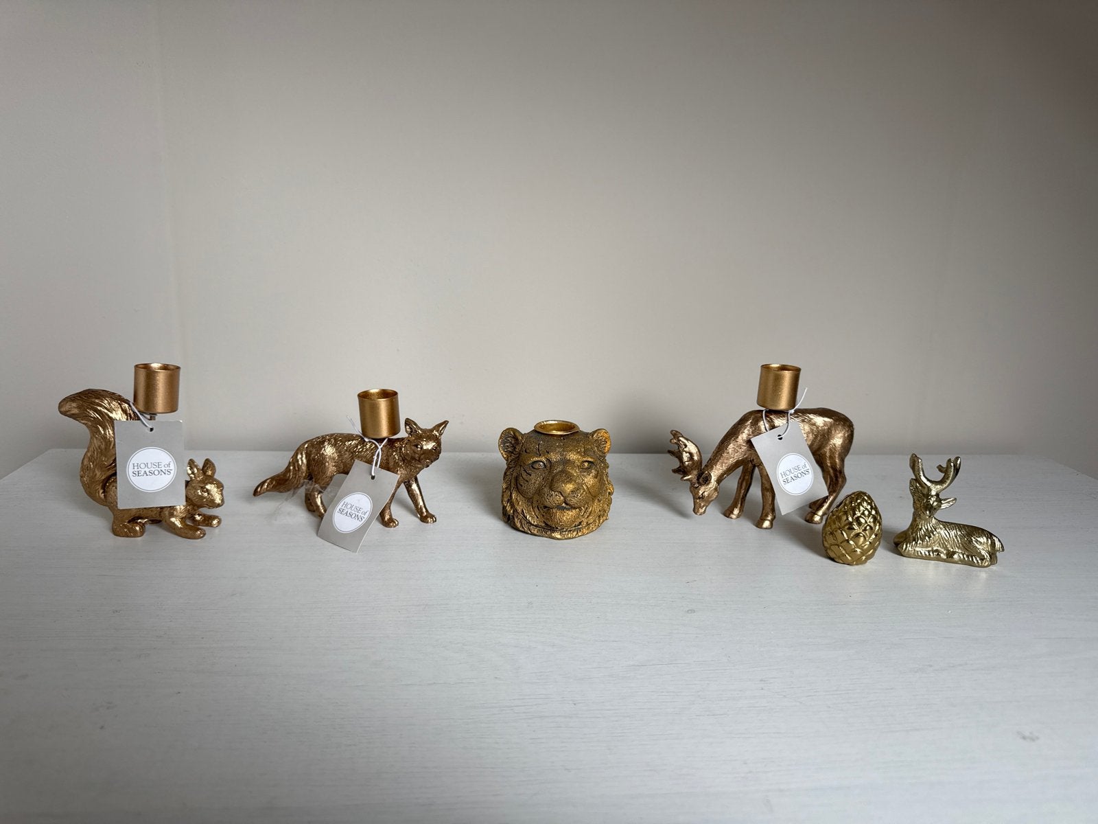 Gouden dieren kandelaars set - House of Seasons, Overige merken, Ophalen of Verzenden, Zo goed als nieuw, Metaal