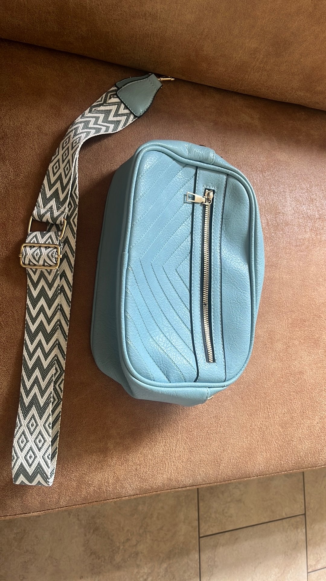 tas, Ophalen, Gebruikt, Blauw, Leer