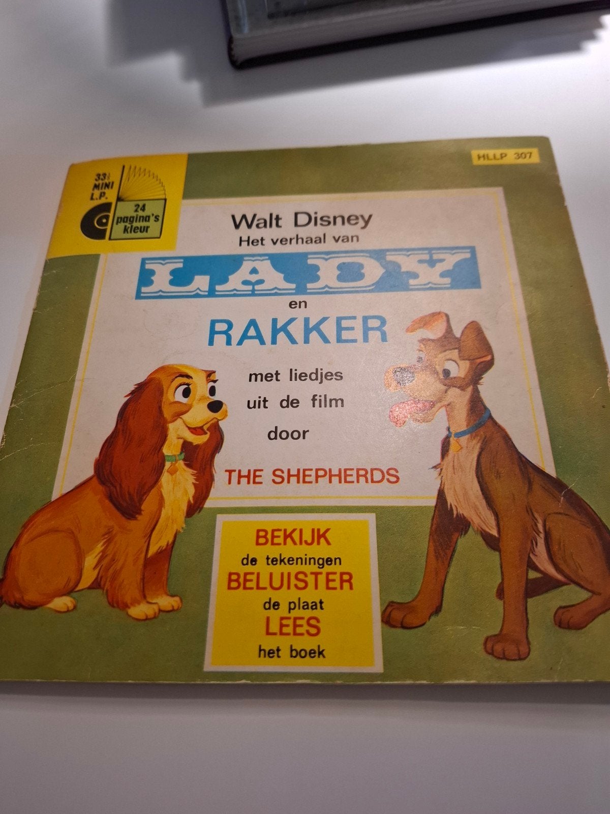 Walt Disney's Lady en Vagebond - Vinyl EP met boekje, Gebruikt, Tot 2 jaar, 7 inch, Verhaal of Sprookje