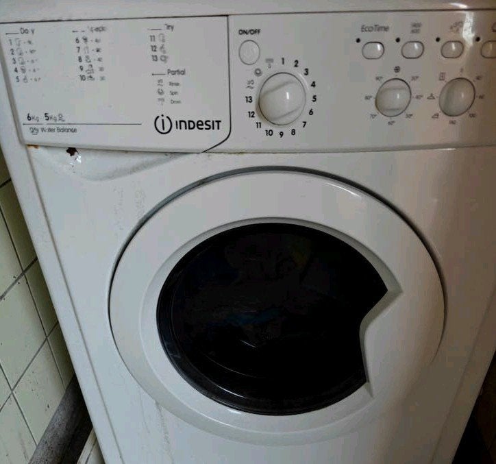 Indesit EcoTime Wasmachine 6kg, Ophalen, Gebruikt, Voorlader, 85 tot 90 cm