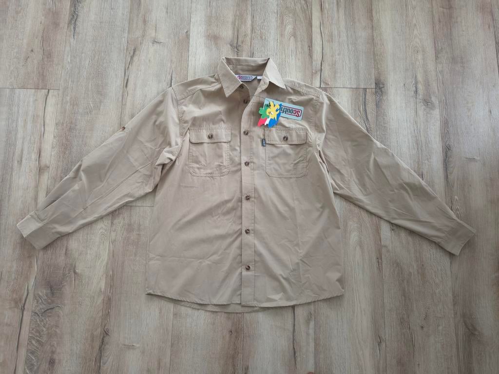 Nieuwe beige scoutingblouse, Scouts uniform, Scoutfit, 170., Onb, Nieuw, Ophalen of Verzenden, Onb