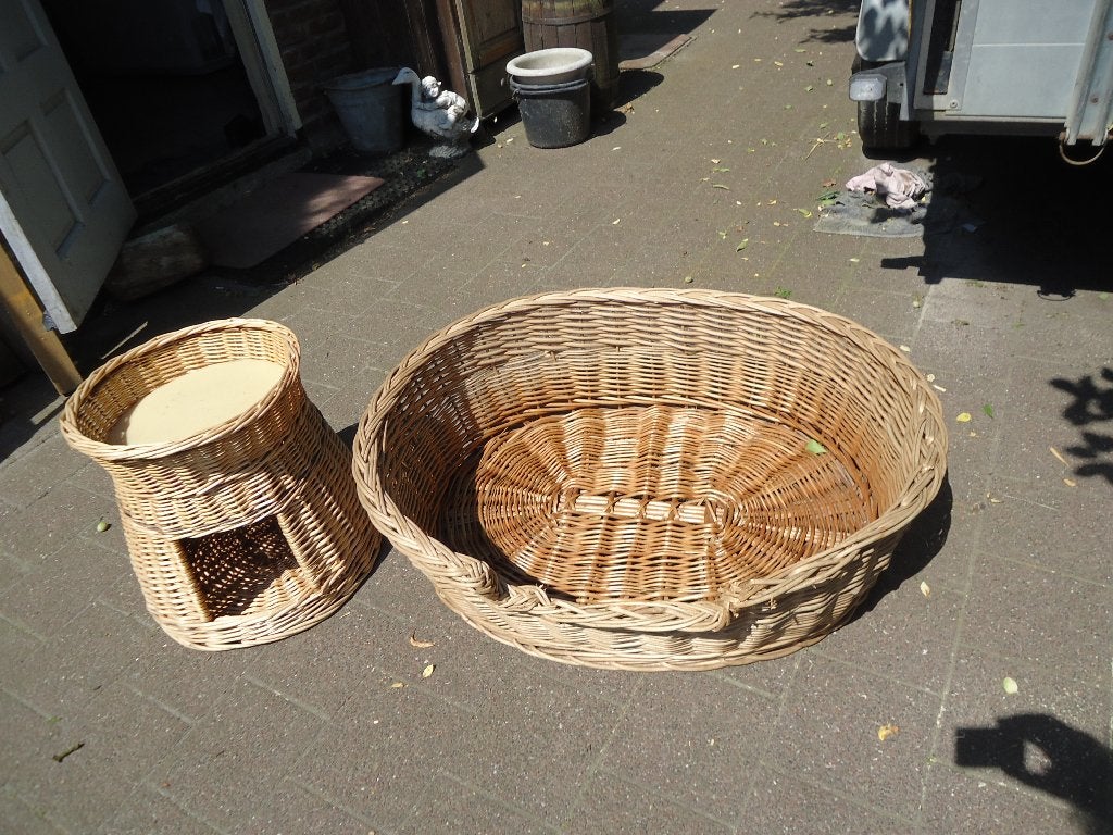 grote rieten honden en katten mand, Ophalen, Gebruikt, Riet