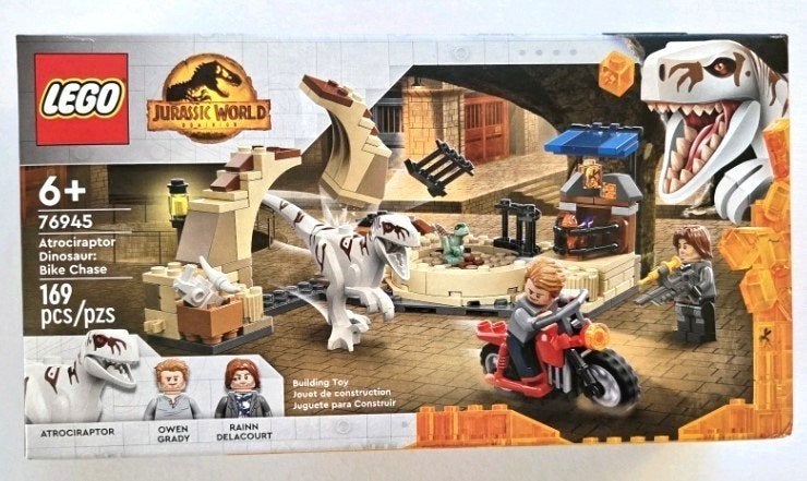 Lego Jurassic World 76945 Atrociraptor motorachtervolging, Inclusief instructies, Jurassic World, Lego, Ophalen of Verzenden