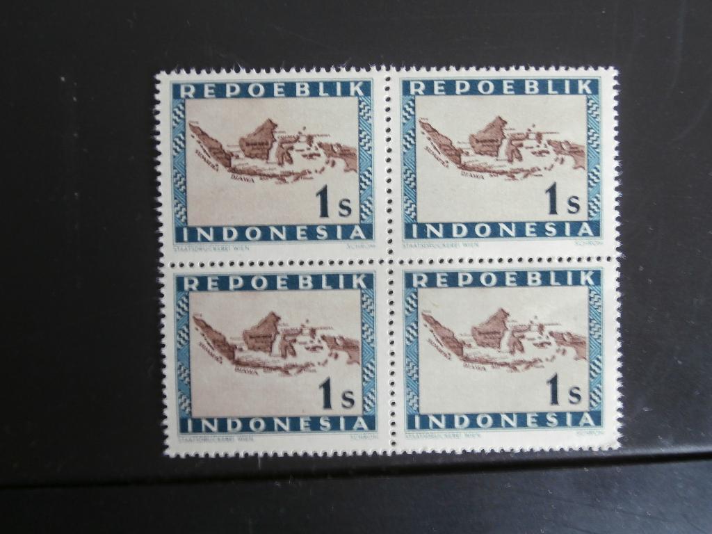 INDONESIE 1949; BLOK (4) LANDKAART, Postzegels en Munten, Verzenden, Postfris, Zuidoost-Azië