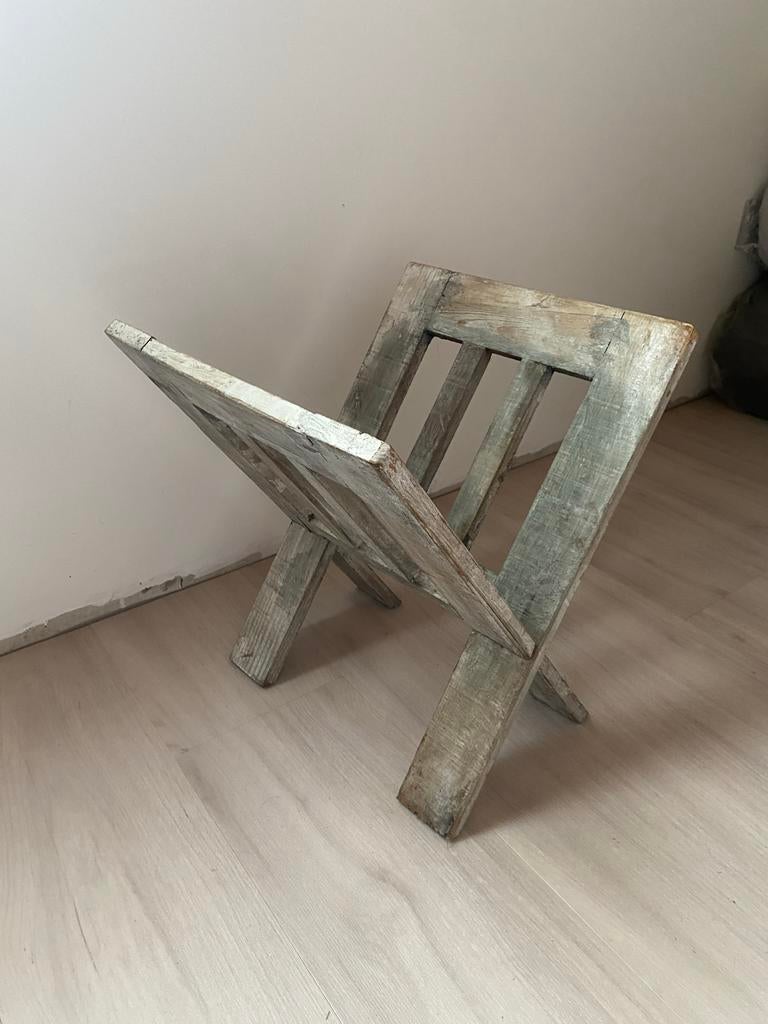 Houten Boekenstandaard / Plaidhouder, Huis en Inrichting, Woonaccessoires | Overige, Ophalen of Verzenden, Gebruikt