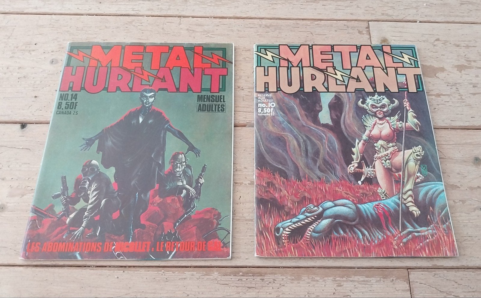 Metal Hurlant stripboeken - Nrs. 10 & 14 (Frans), Boeken, Meerdere stripboeken, Ophalen of Verzenden, Gelezen, Diverse