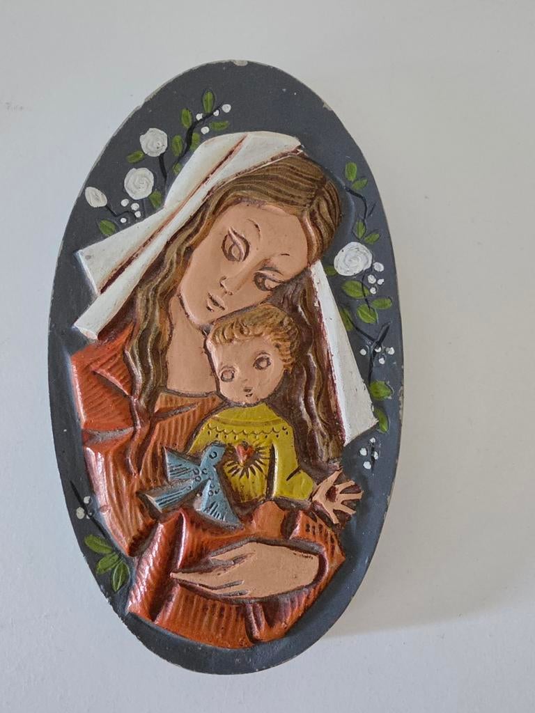 Vintage Maria met Kind reliëf wanddecoratie, Ophalen of Verzenden