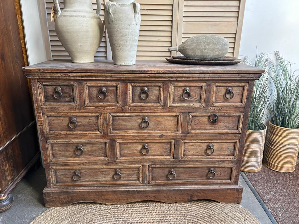 Massief houten apothekerskast / ladekast, Ophalen, Zo goed als nieuw, 25 tot 50 cm, 50 tot 100 cm