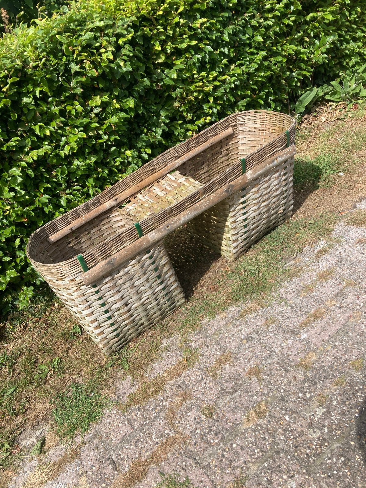 Grote rieten plantenbak voor tuin of balkon, Ophalen, Overige materialen, Gebruikt, 100 cm of meer