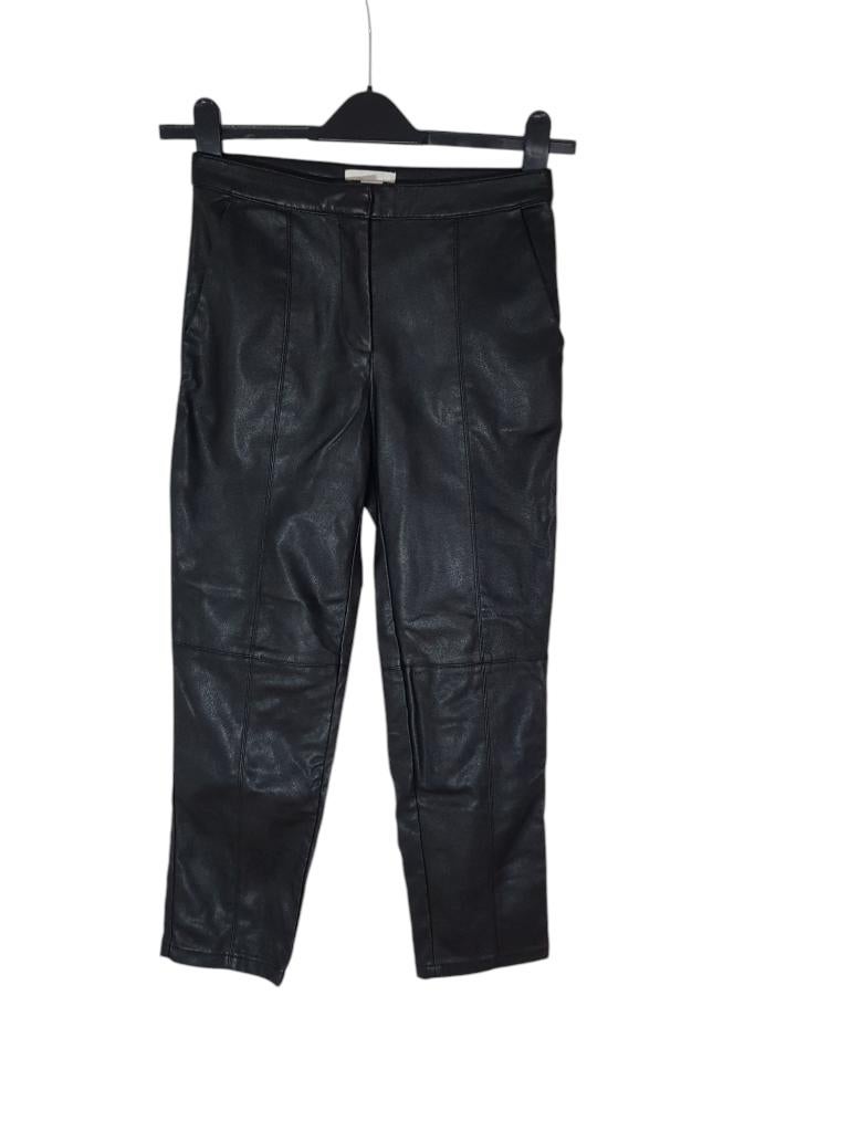 Prachtige zwarte H&M fake leer stretch broek maat 34., H&M, Verzenden, Zwart, Zo goed als nieuw
