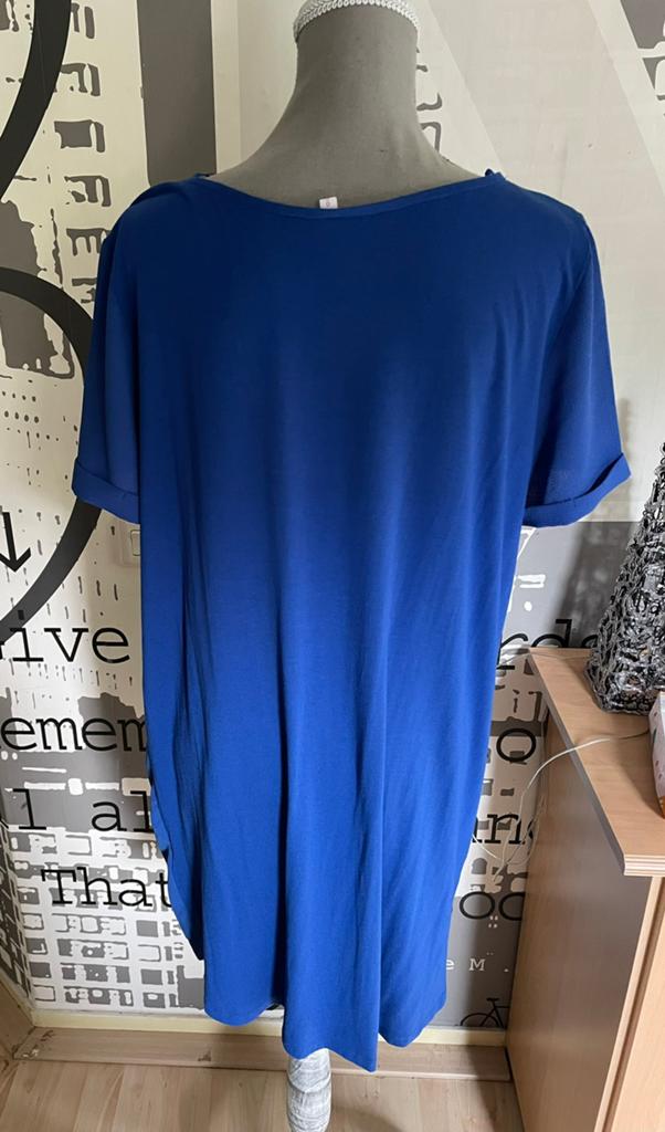 Blauwe tuniek/jurk met korte mouwen, Kleding | Dames, Blouses en Tunieken, Ophalen of Verzenden, Zo goed als nieuw, Maat 46/48 (XL) of groter