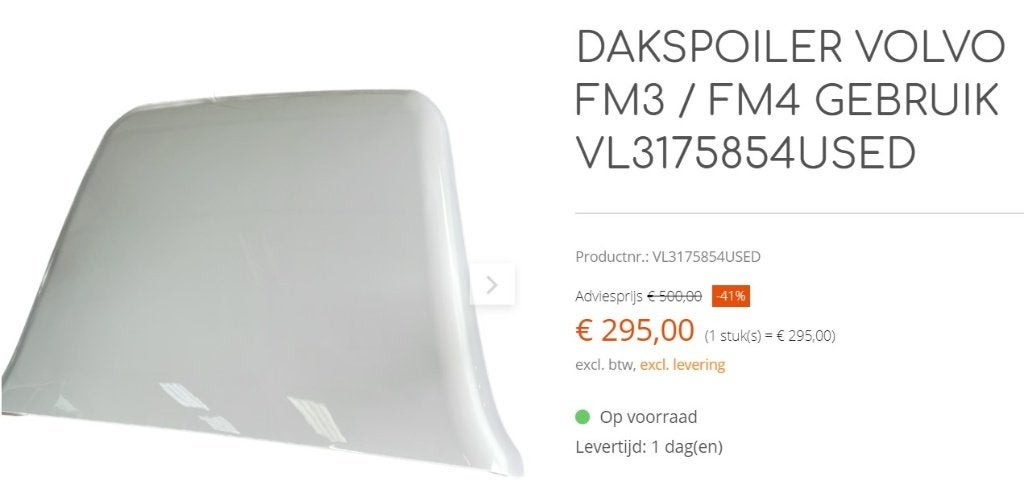 Dakspoiler Volvo FM3 / FM4 Gebruikt VL3175854USED, Auto-onderdelen, Ophalen of Verzenden, Gebruikt, Volvo
