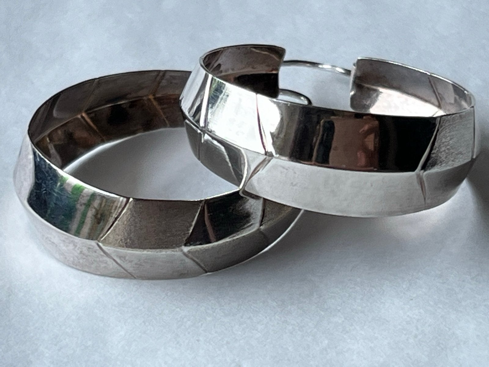Zilveren Creolen Oorbellen 4 cm lang, 1.3 cm bree, Verzenden, Zo goed als nieuw, Zilver, Hangers