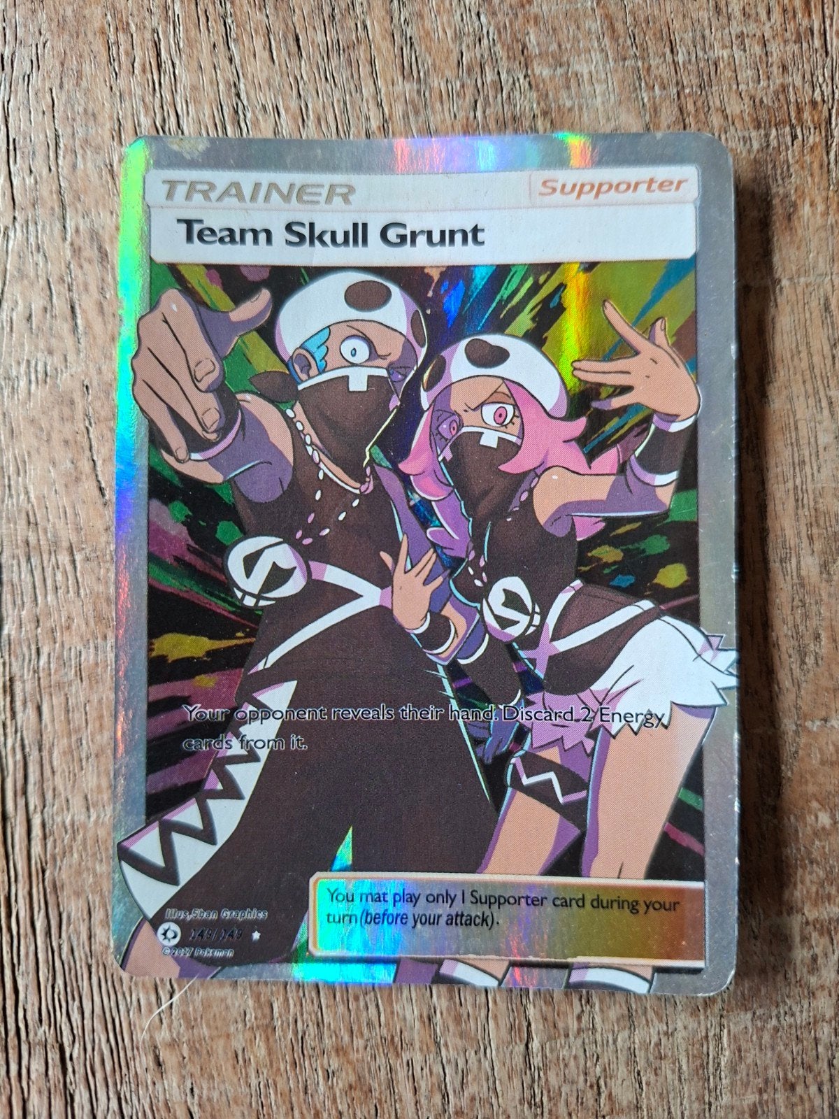 Pokémon TCG: Team Skull Grunt Supporter Foil Kaart, Ophalen of Verzenden, Zo goed als nieuw, Losse kaart, Foil